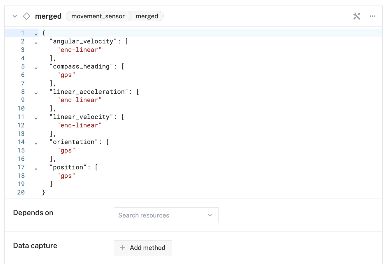 An example configuration for a merged movement sensor.